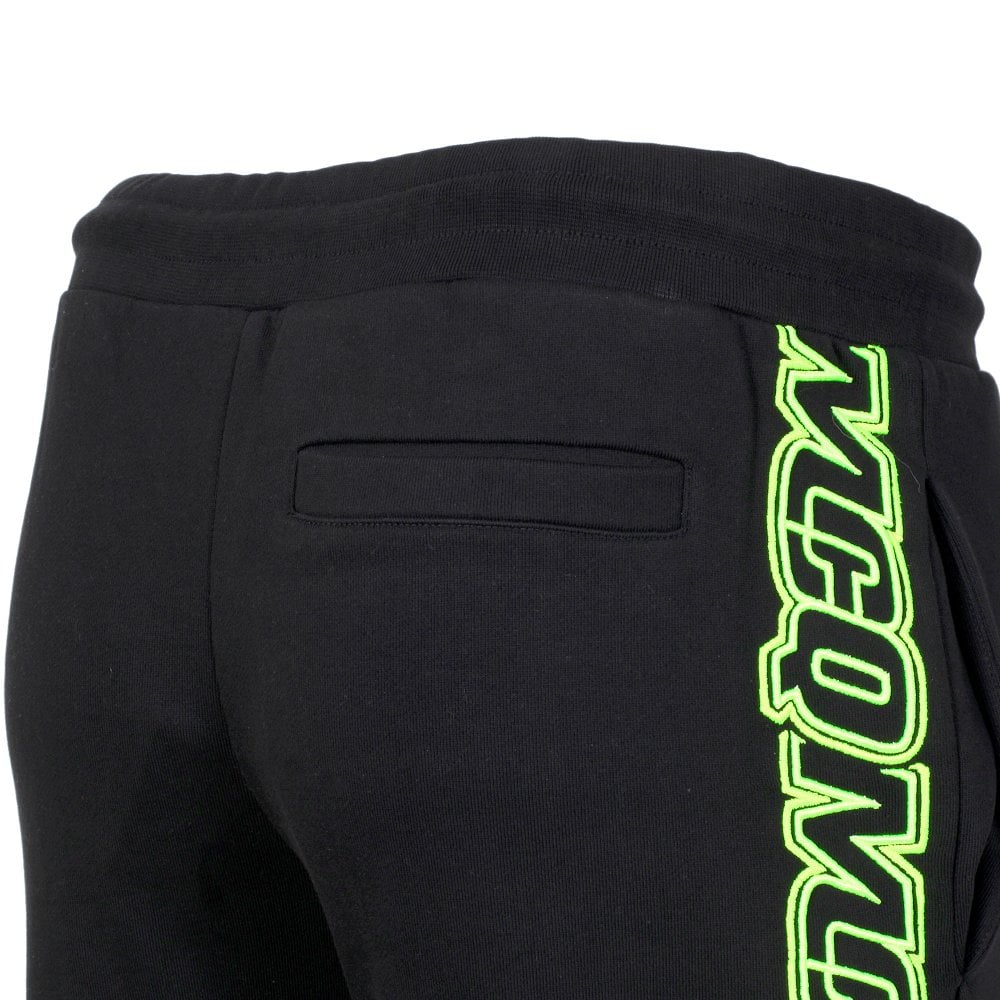 Mens Black Track Bottoms with Large Text Logo
