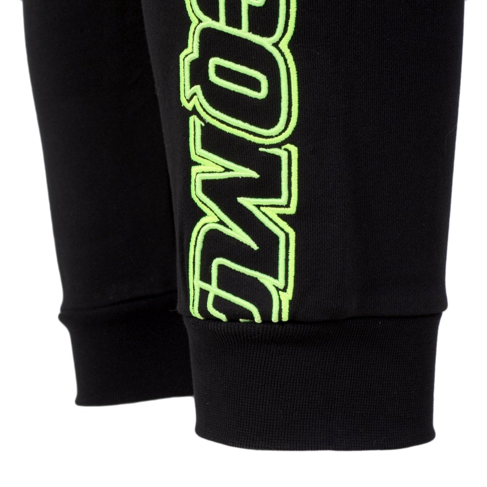 Mens Black Track Bottoms with Large Text Logo