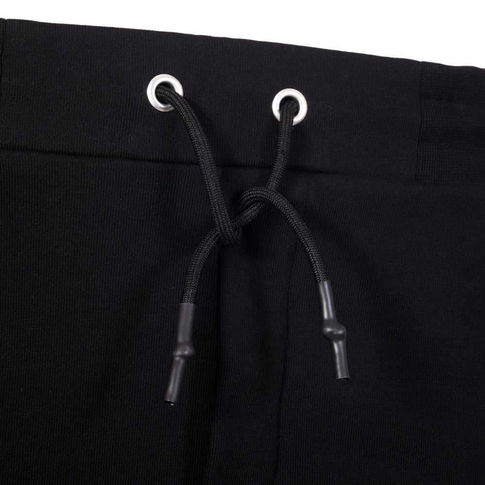 Mens Black Track Bottoms with Large Text Logo