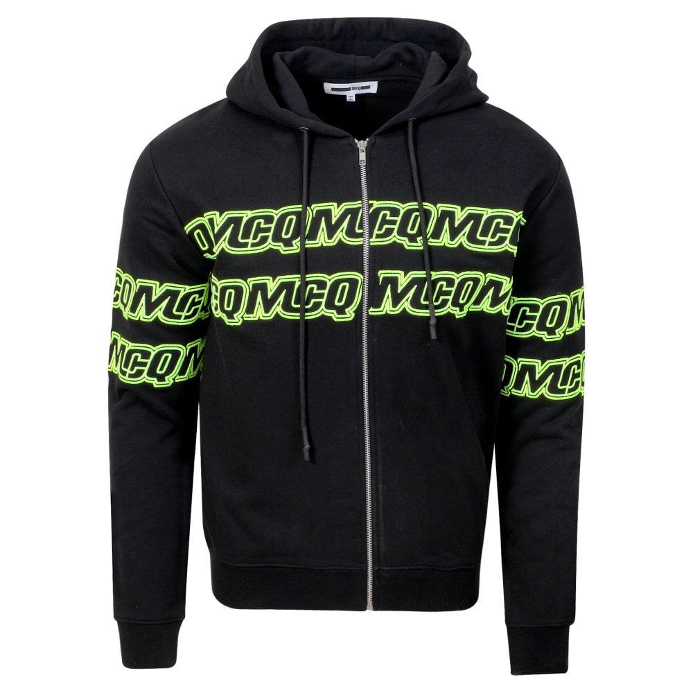 Mens Black Chestband Logo Zipped Hoody