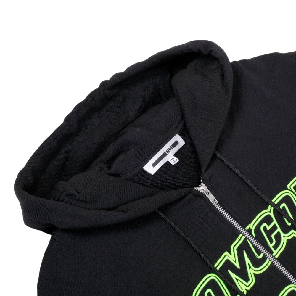 Mens Black Chestband Logo Zipped Hoody