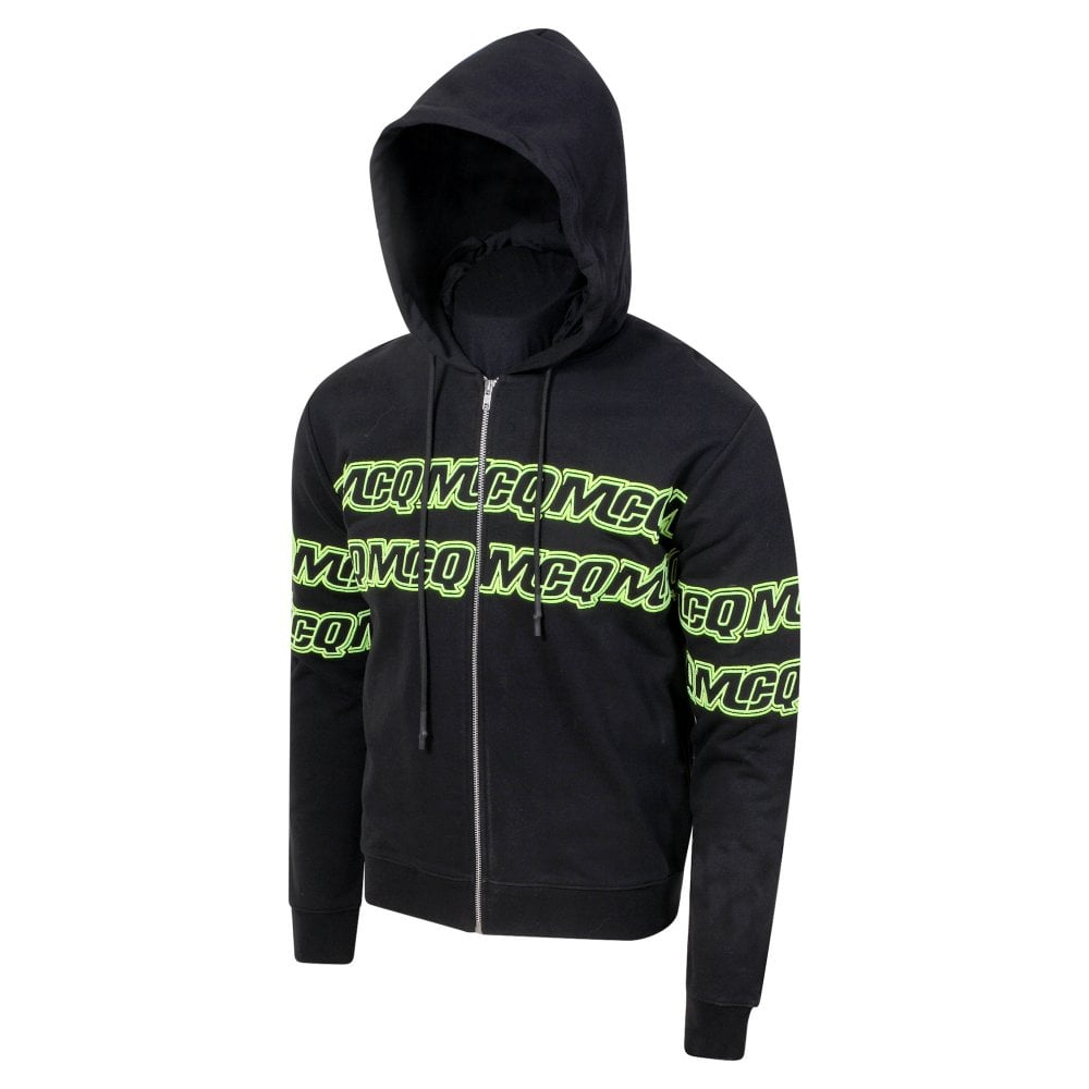 Mens Black Chestband Logo Zipped Hoody