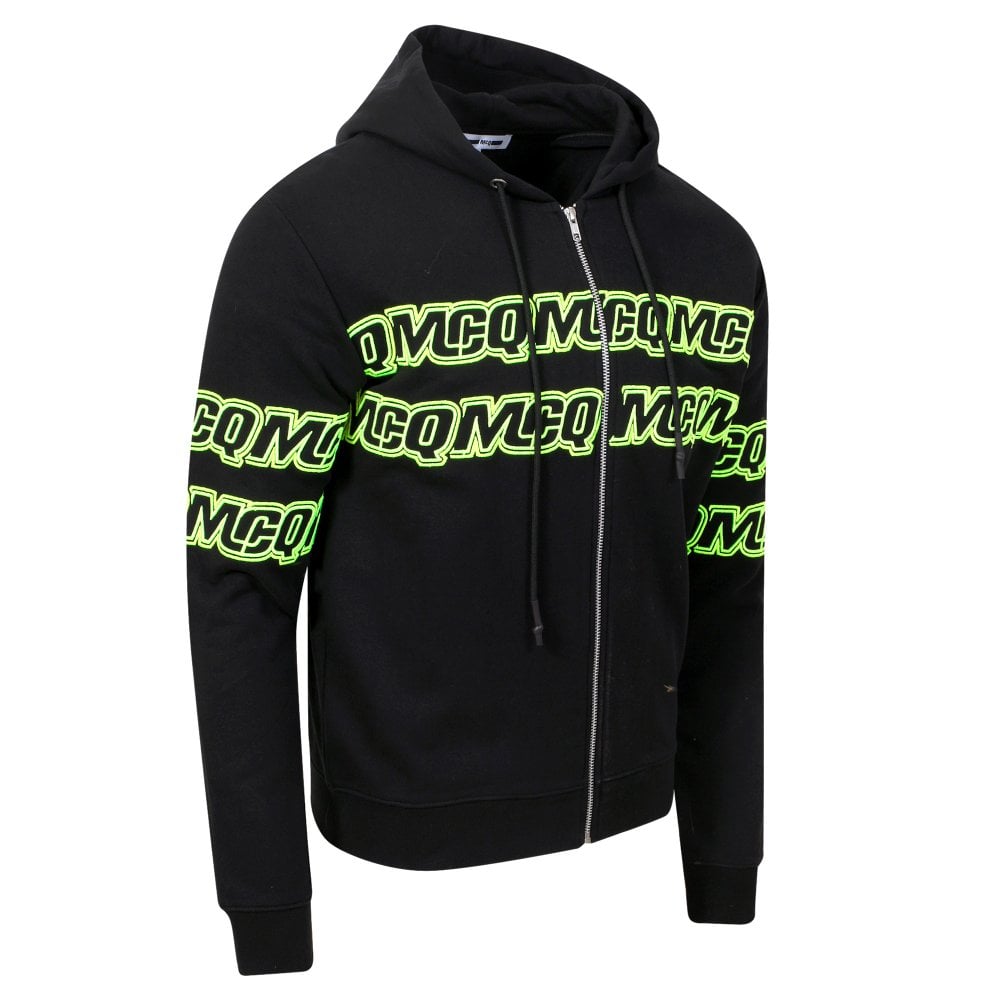 Mens Black Chestband Logo Zipped Hoody