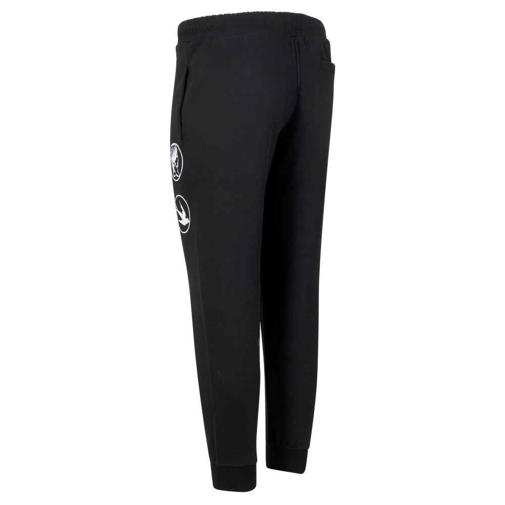 Black Mens All Logos Track Bottoms