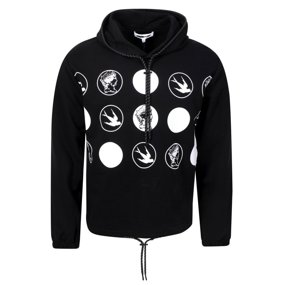 Mens All White Logos Black Hoody