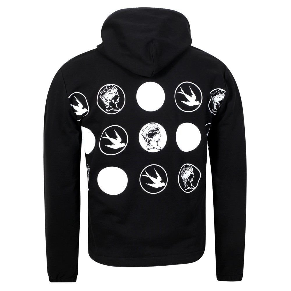 Mens All White Logos Black Hoody
