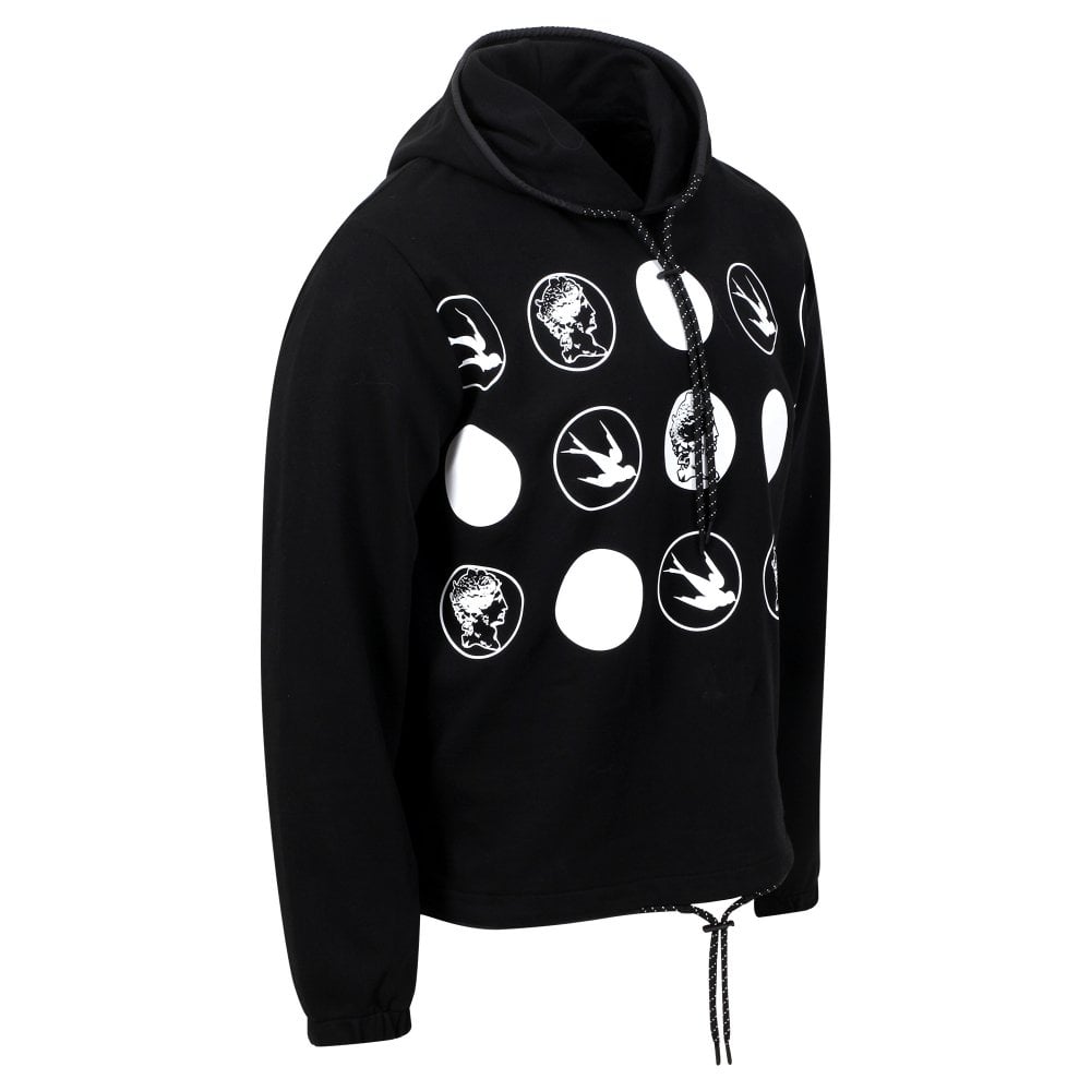 Mens All White Logos Black Hoody