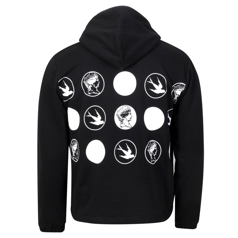 Mens All White Logos Black Hoody