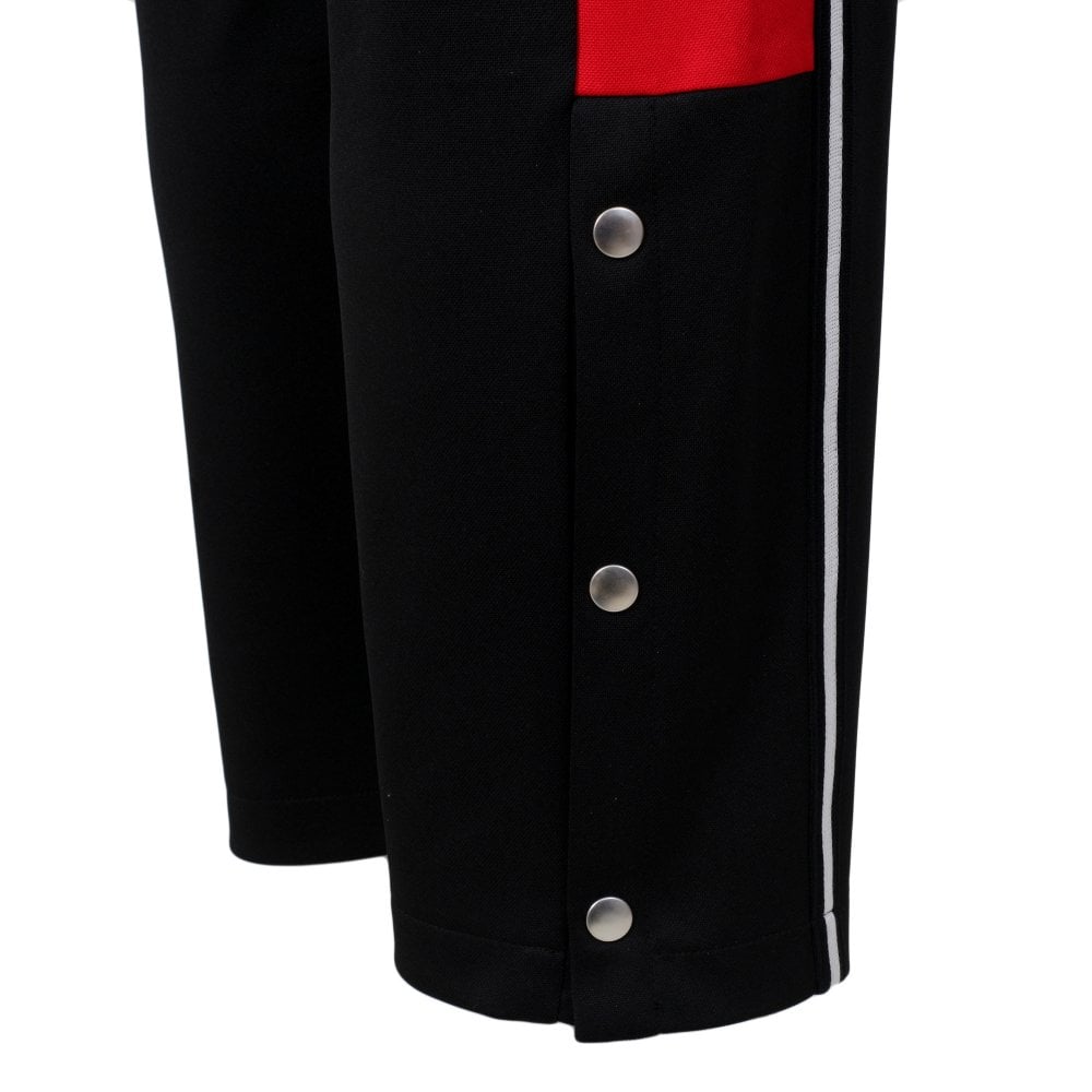 Black and Red Taped Panel Mens Track Bottoms
