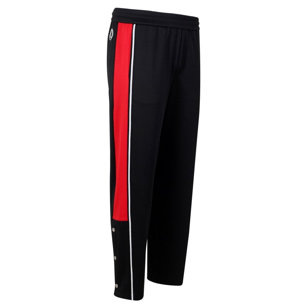 Black and Red Taped Panel Mens Track Bottoms