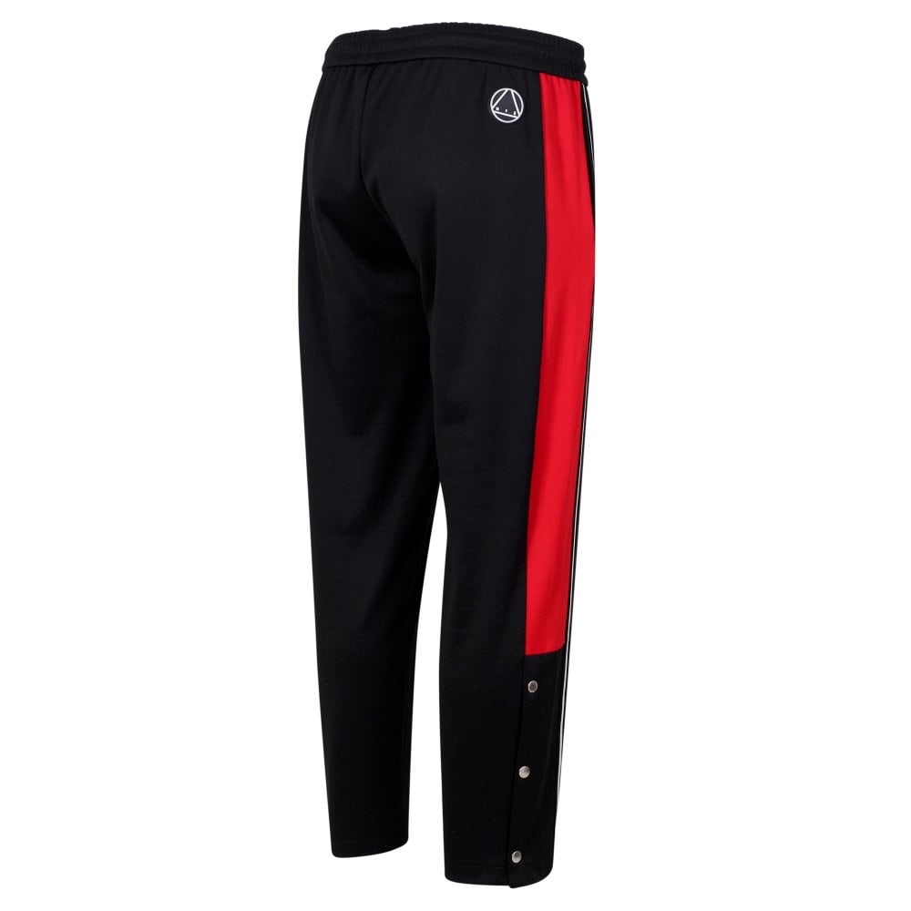 Black and Red Taped Panel Mens Track Bottoms