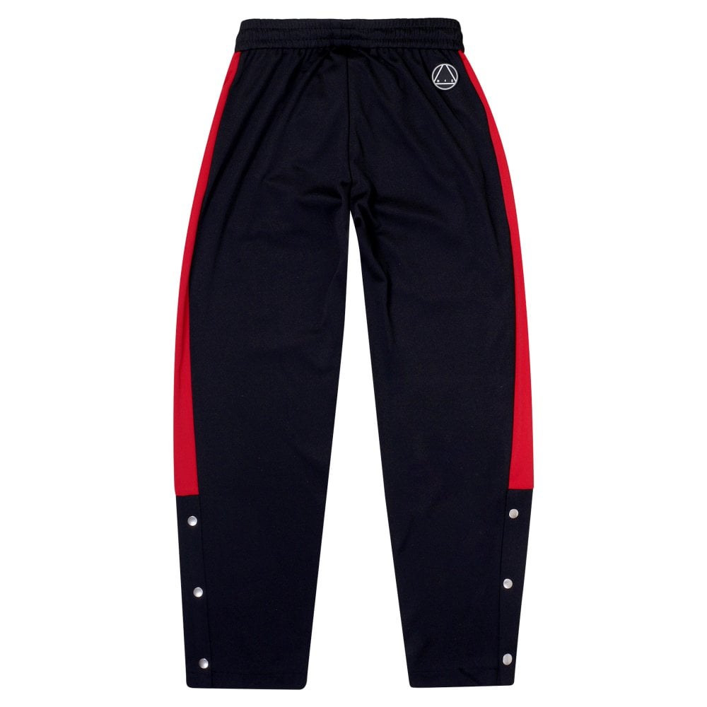 Black and Red Taped Panel Mens Track Bottoms