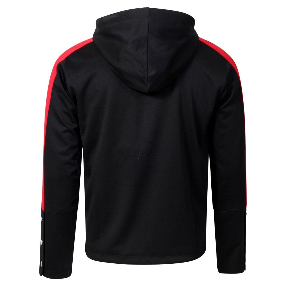 Black and Red Taped Drawstring Track Jacket