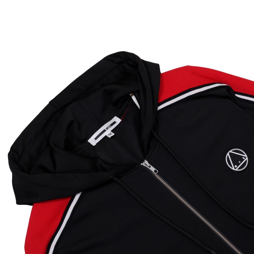 Black and Red Taped Drawstring Track Jacket