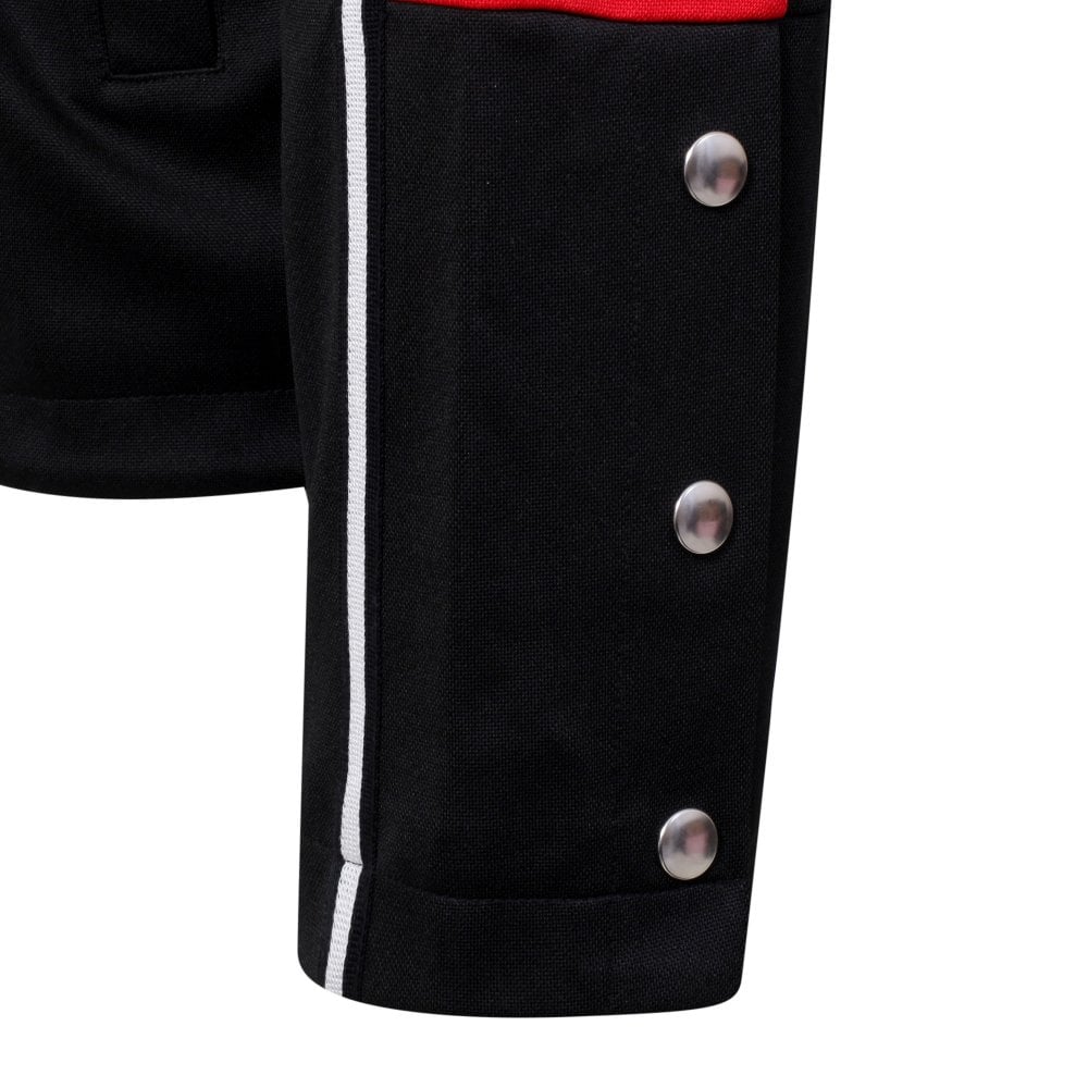 Black and Red Taped Drawstring Track Jacket