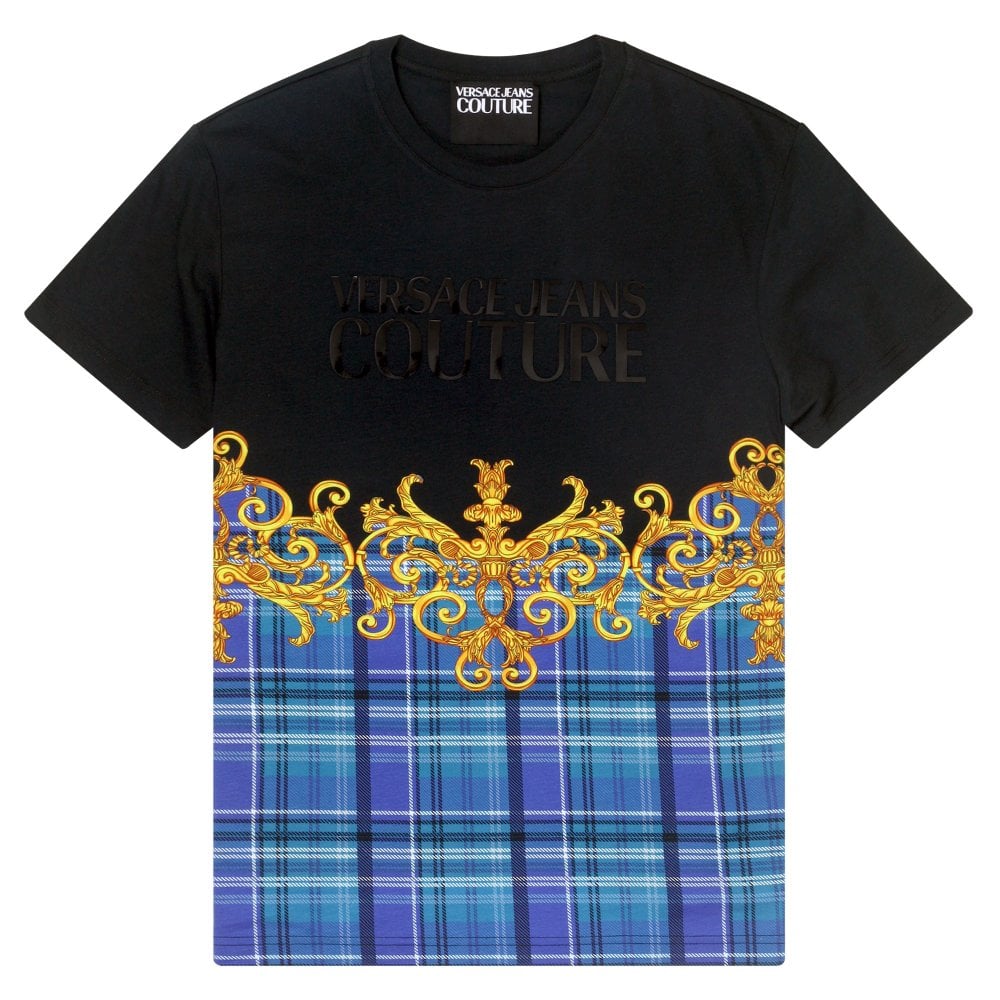Mens Logo and Printed Short Sleeve Black T Shirt