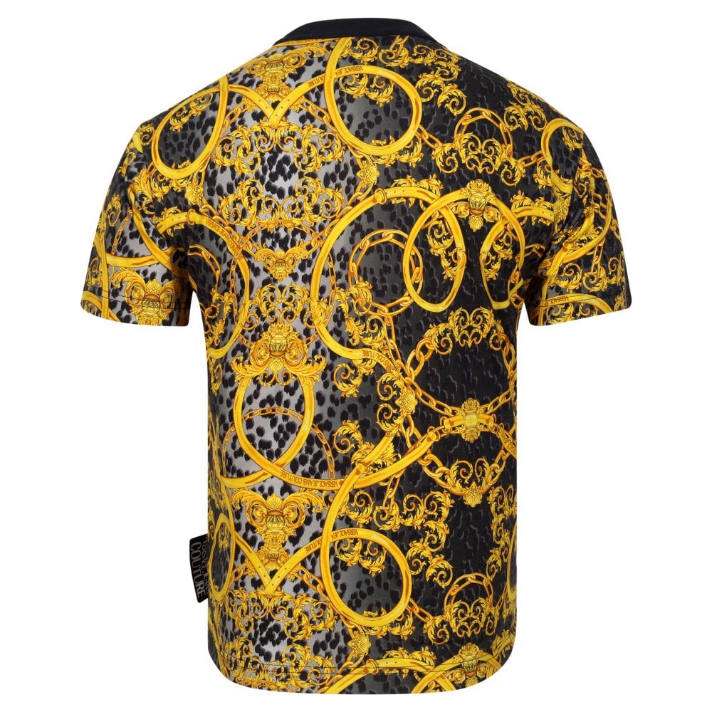 Mens Black Chain Print Short Sleeve T shirt