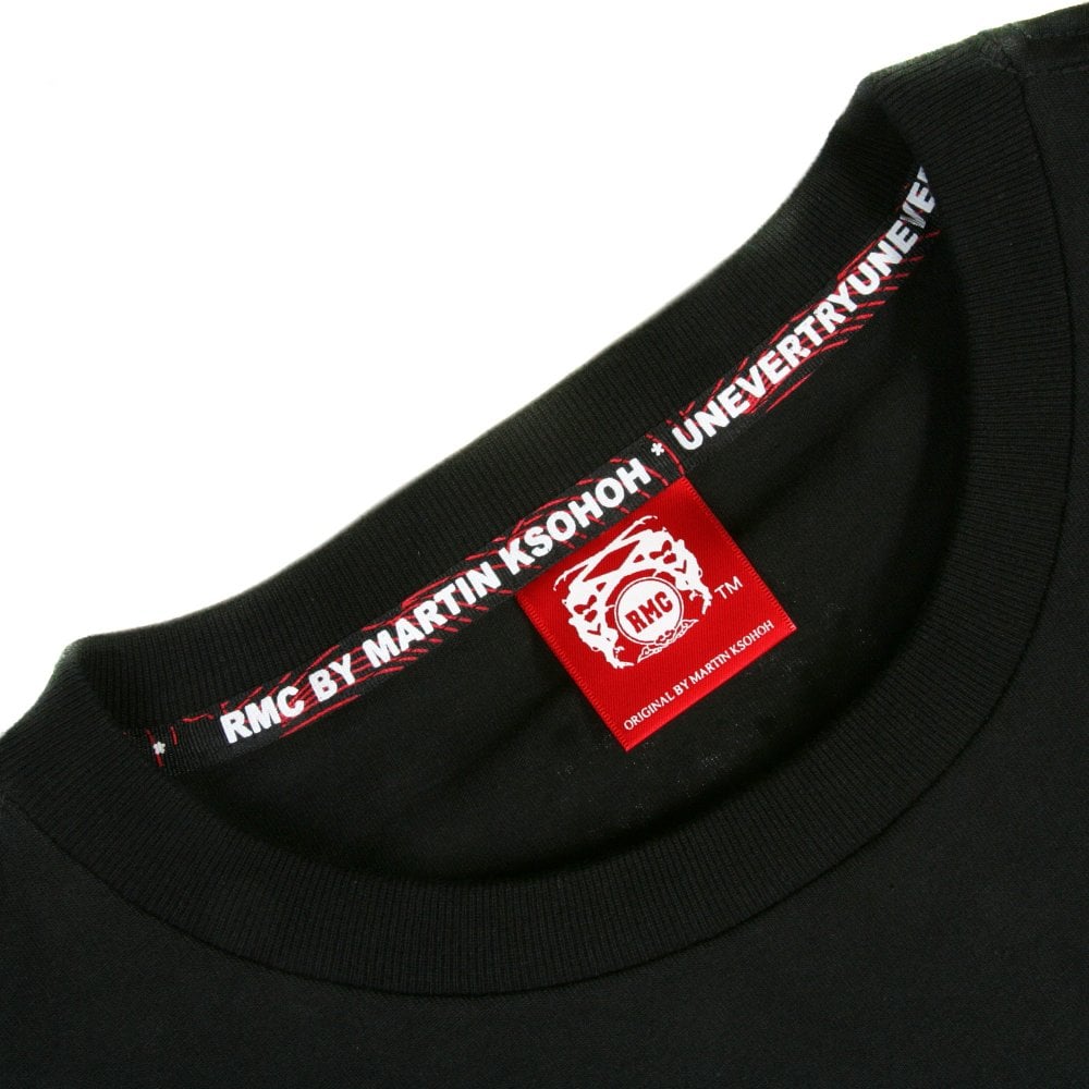 Black Crew Neck Regular Fit Short Sleeve T-Shirt with Printed RMC Stone