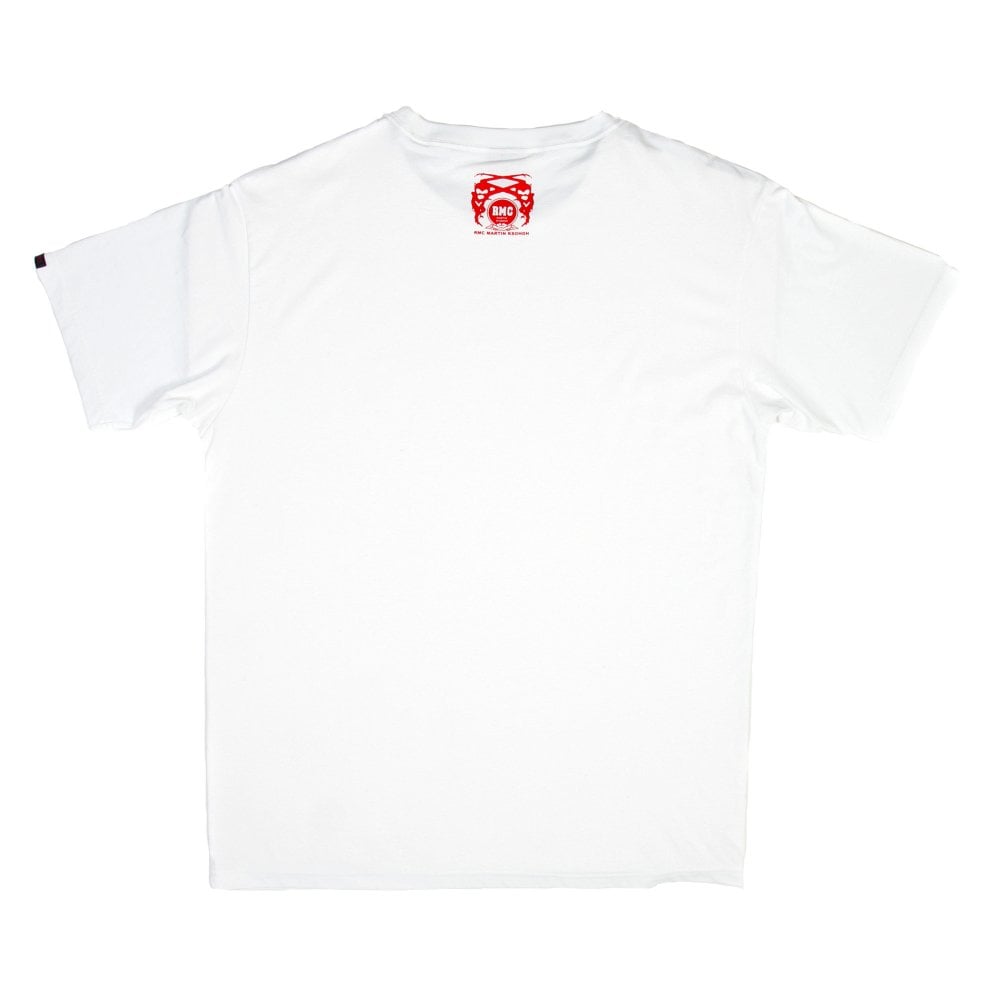 White Crew Neck Regular Fit Short Sleeve T-Shirt with Printed RMC Stone