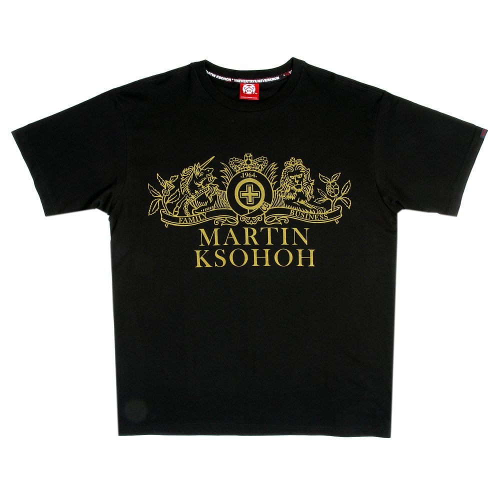 Black Crew Neck Regular Fit Short Sleeve T-Shirt with Printed Crest RMC Logo
