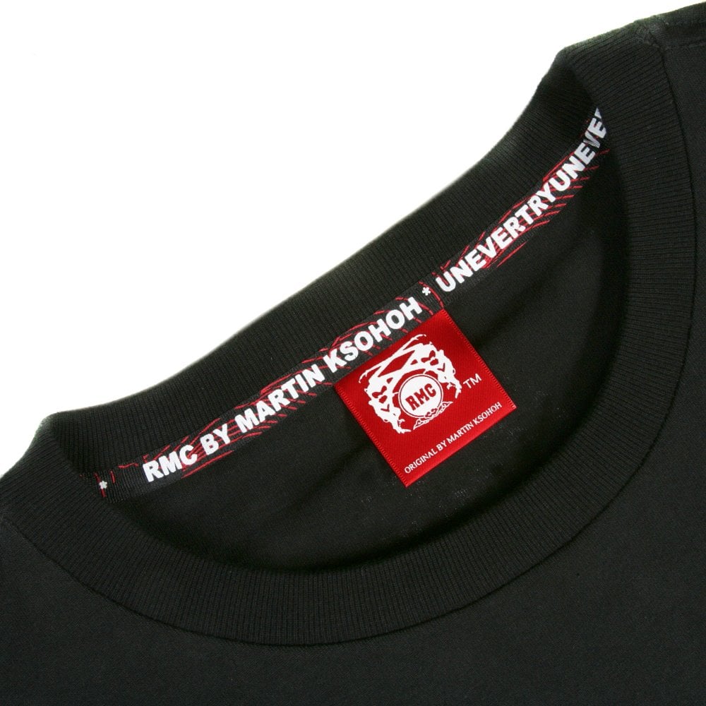 Black Crew Neck Regular Fit Short Sleeve T-Shirt with Printed Crest RMC Logo