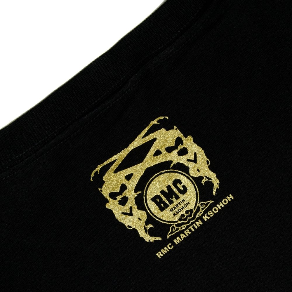 Black Crew Neck Regular Fit Short Sleeve T-Shirt with Printed Crest RMC Logo