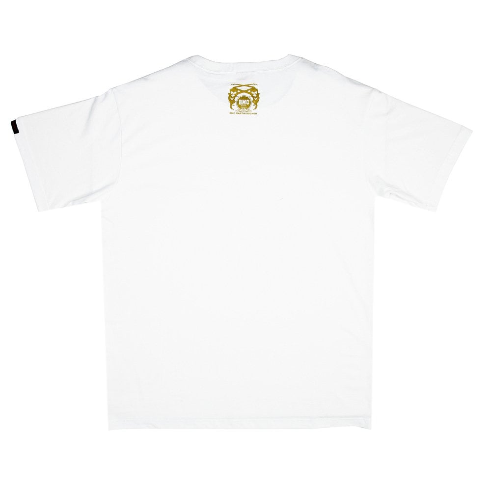 White Crew Neck Regular Fit Short Sleeve T-shirt with Printed Crest