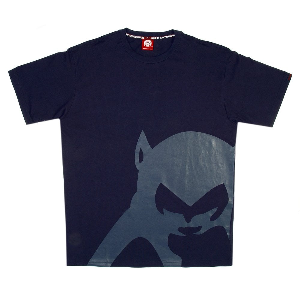 Navy Blue Regular Fit Crew Neck T-Shirt with Brand Monkey Head Print