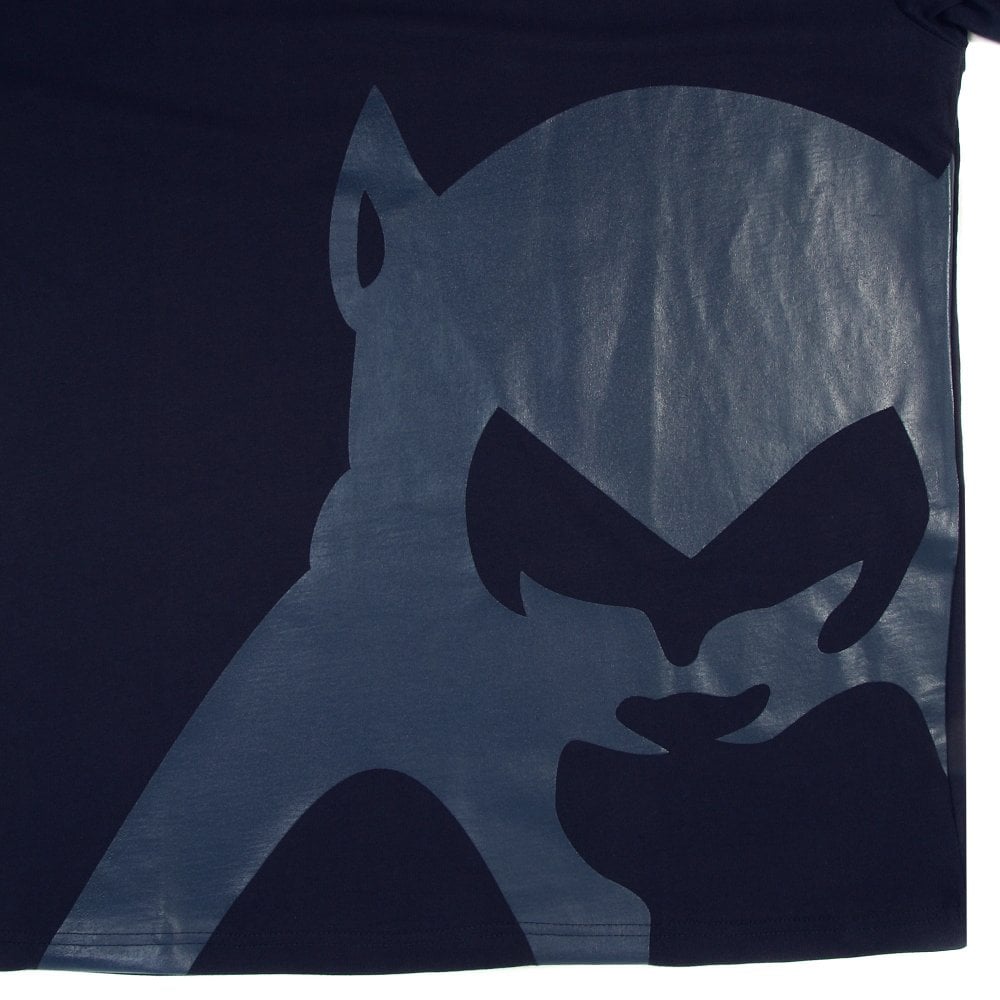 Navy Blue Regular Fit Crew Neck T-Shirt with Brand Monkey Head Print