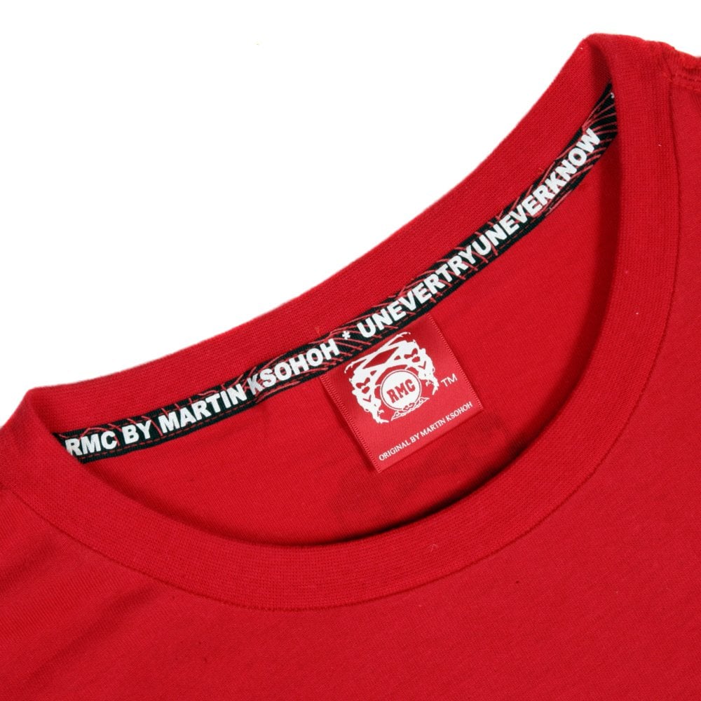 Regular Fit Crew Neck T-Shirt in Red with Brand Monkey Head Print