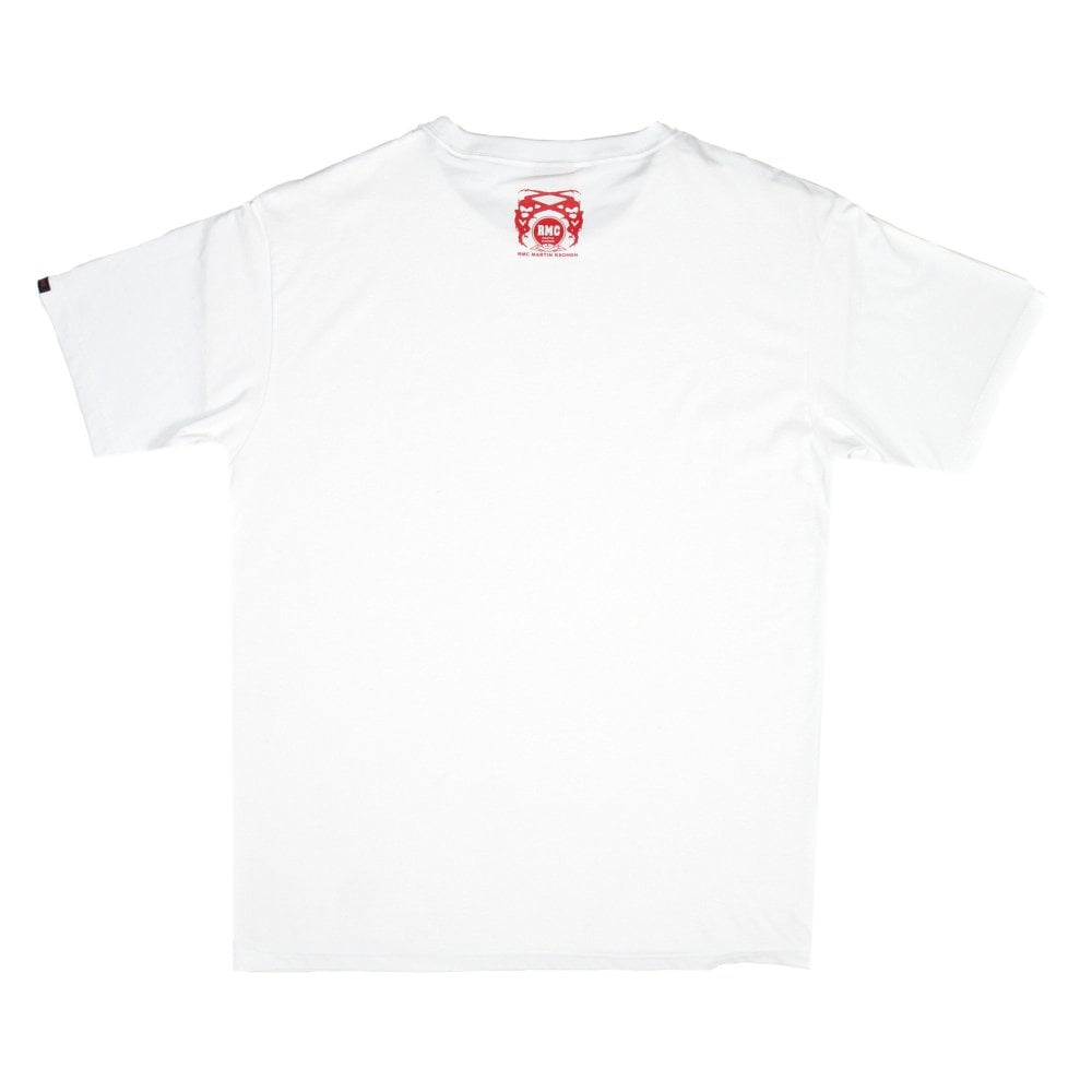 Regular Fit White Crew Neck T Shirt with Brand Monkey Head Print