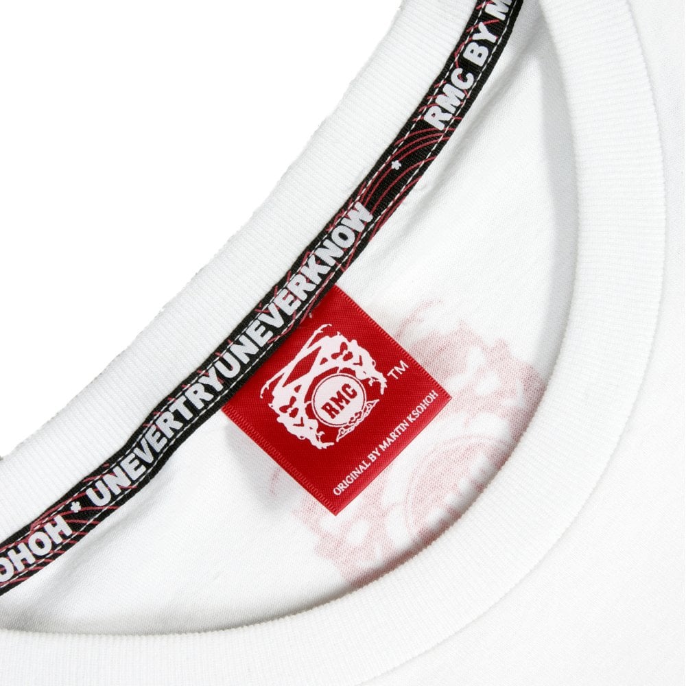 Regular Fit White Crew Neck T Shirt with Brand Monkey Head Print