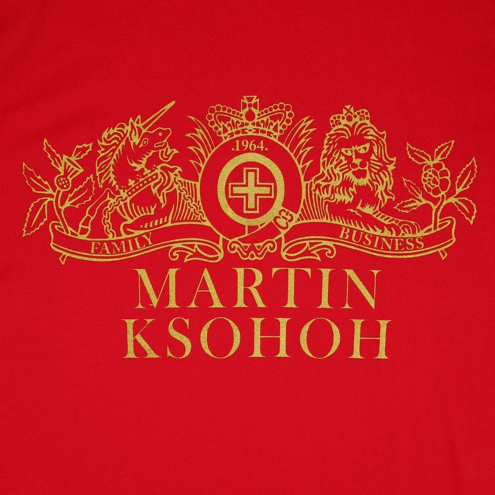 Red Crew Neck Regular Fit Short Sleeve T-Shirt with Printed Crest RMC Logo