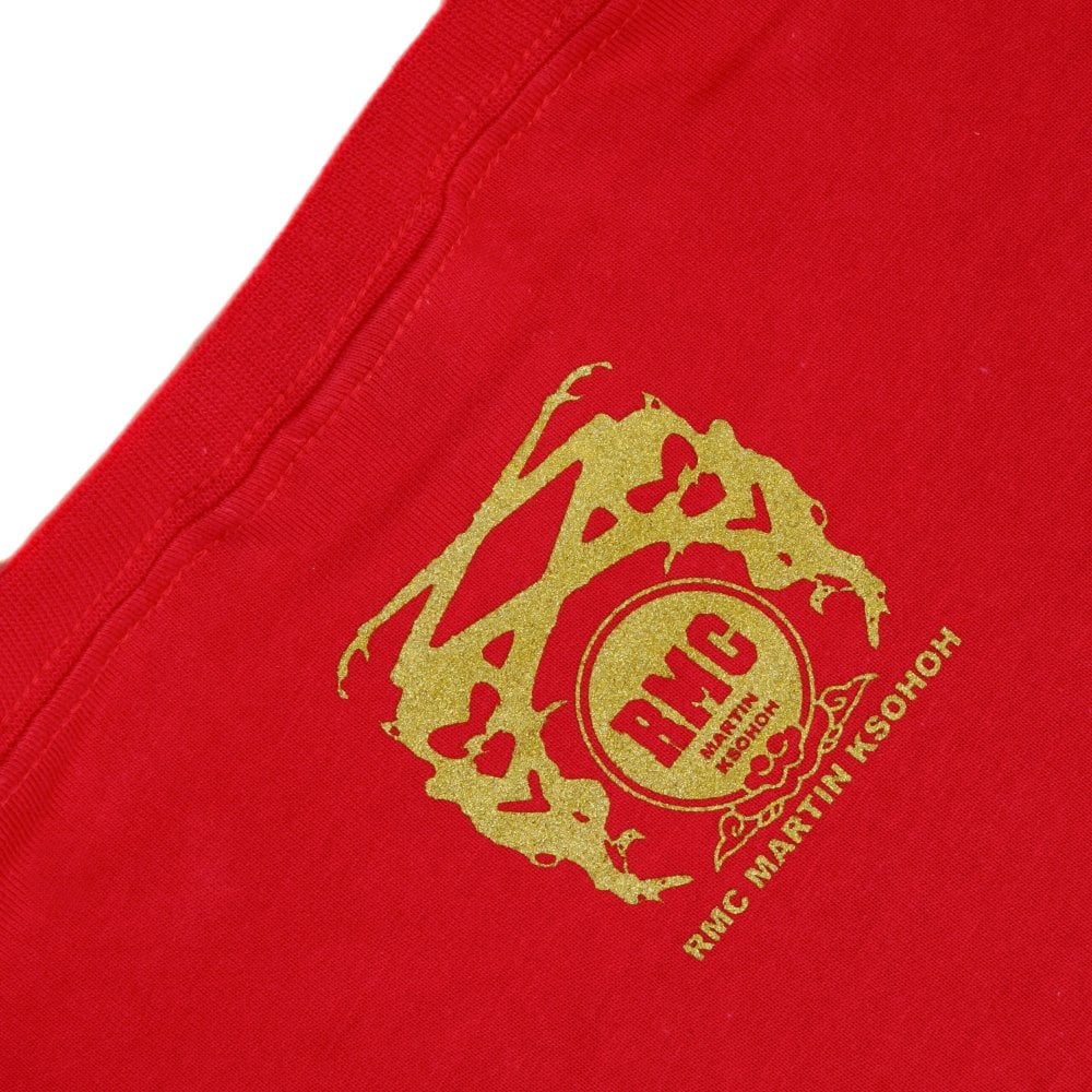 Red Crew Neck Regular Fit Short Sleeve T-Shirt with Printed Crest RMC Logo