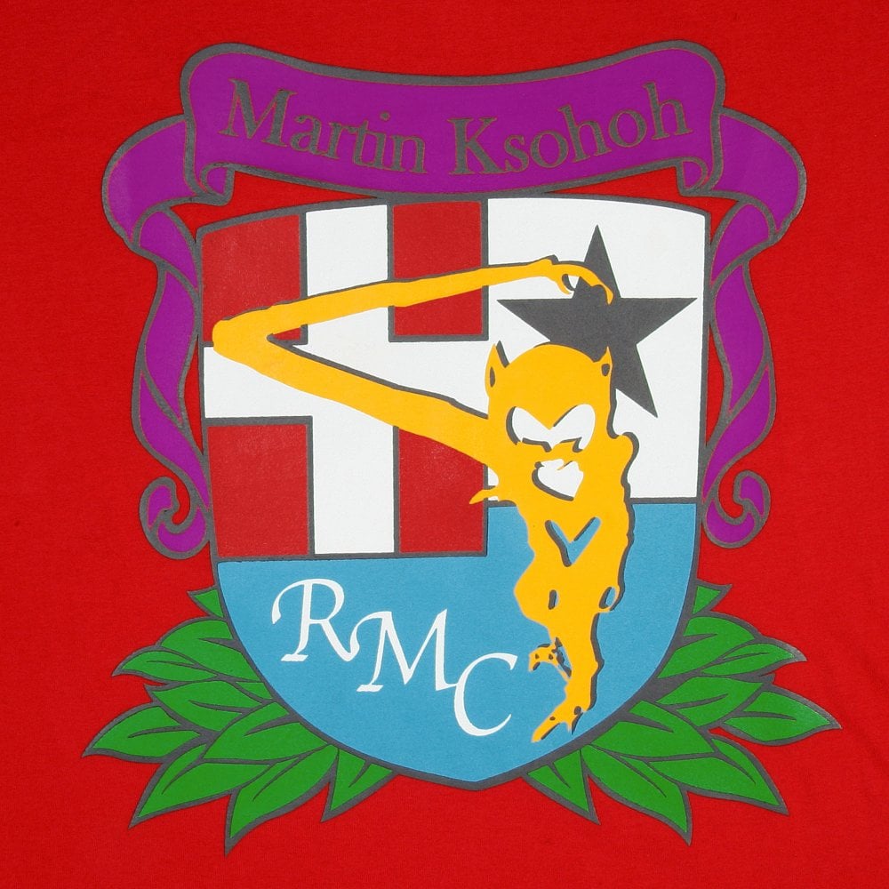 Short Sleeve Red Crew Neck T-Shirt with Brand School Crest