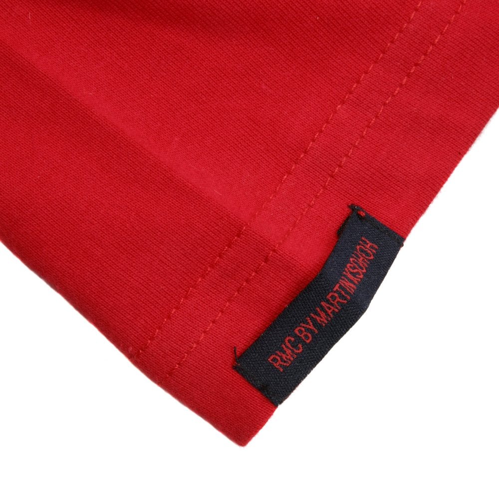 Short Sleeve Red Crew Neck T-Shirt with Brand School Crest