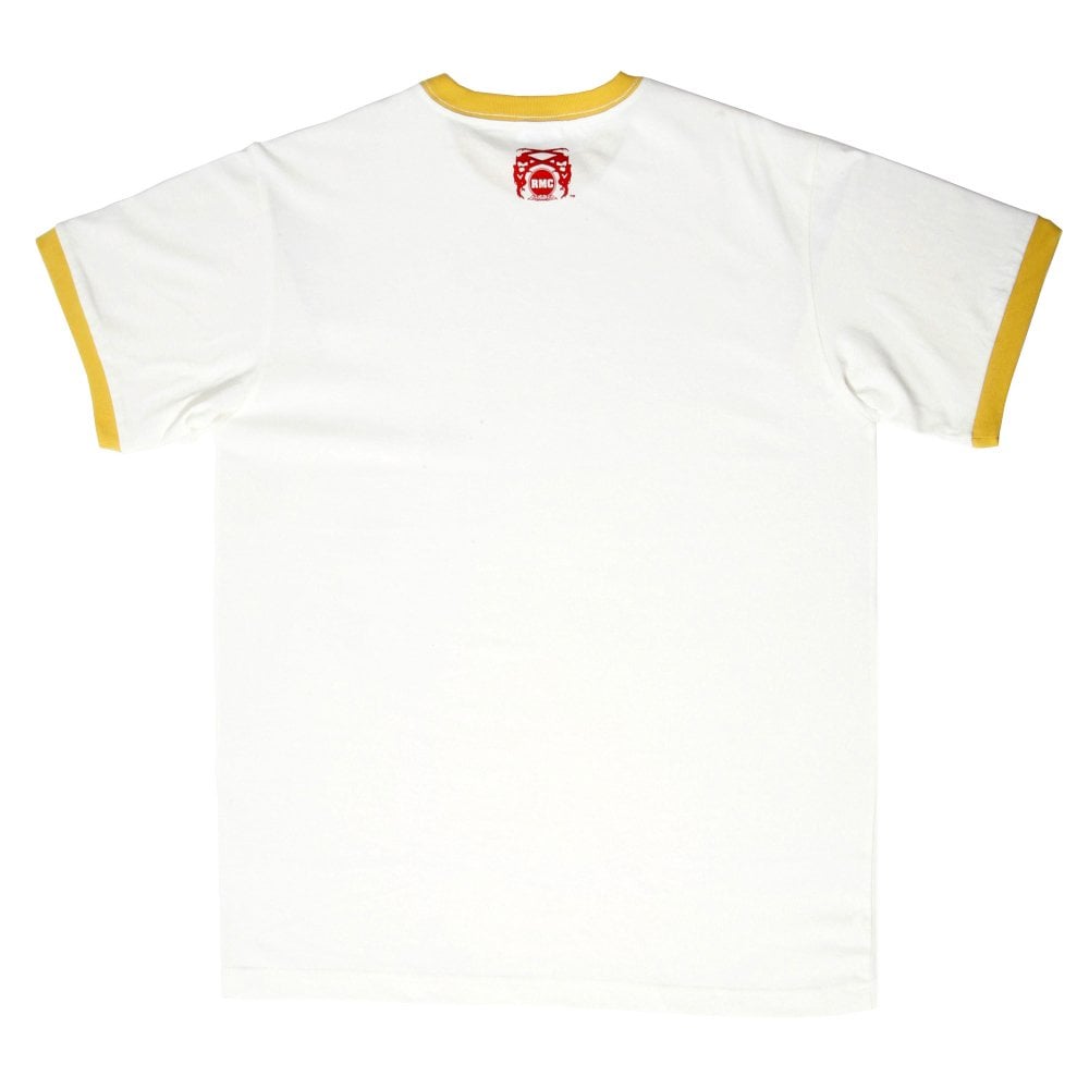 White regular fit short sleeve t shirt with crew neck