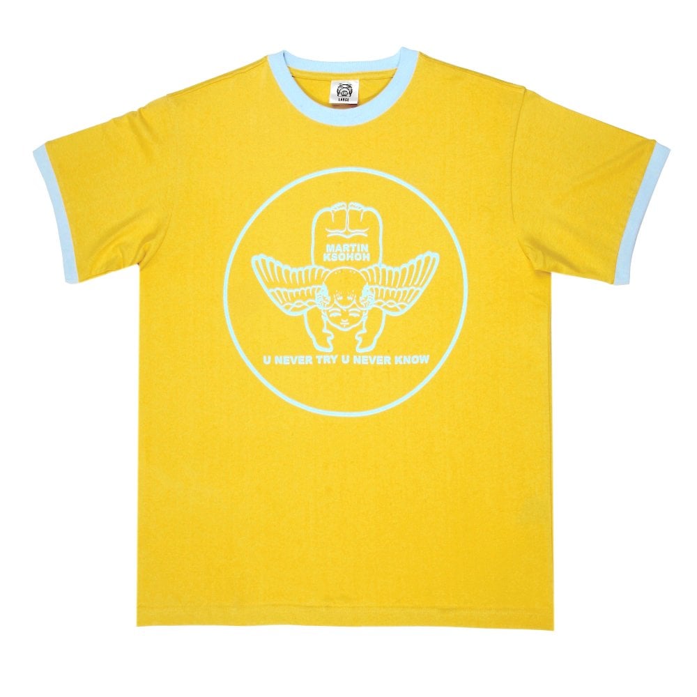 Yellow regular fit crew neck short sleeve t shirt