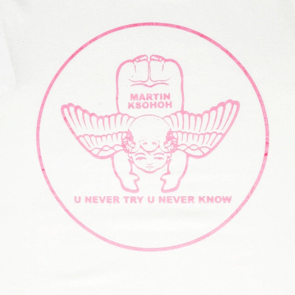 White Crew Neck Regular Fit Short Sleeve T-Shirt with Cupid Print in Pink