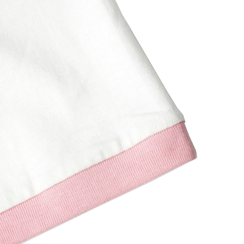 White Crew Neck Regular Fit Short Sleeve T-Shirt with Cupid Print in Pink
