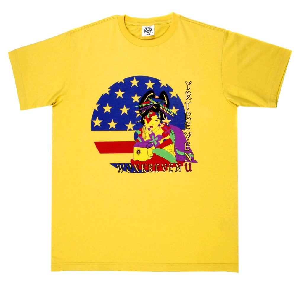 Yellow Crew Neck Regular Fit Geisha T-shirt in 100% Cotton