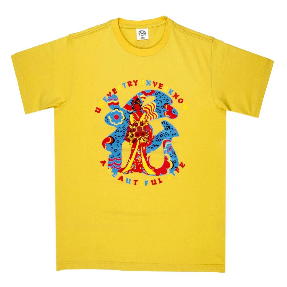 Yellow Regular Fit crew neck short sleeve t-shirt with Shehana Yogahar Flower