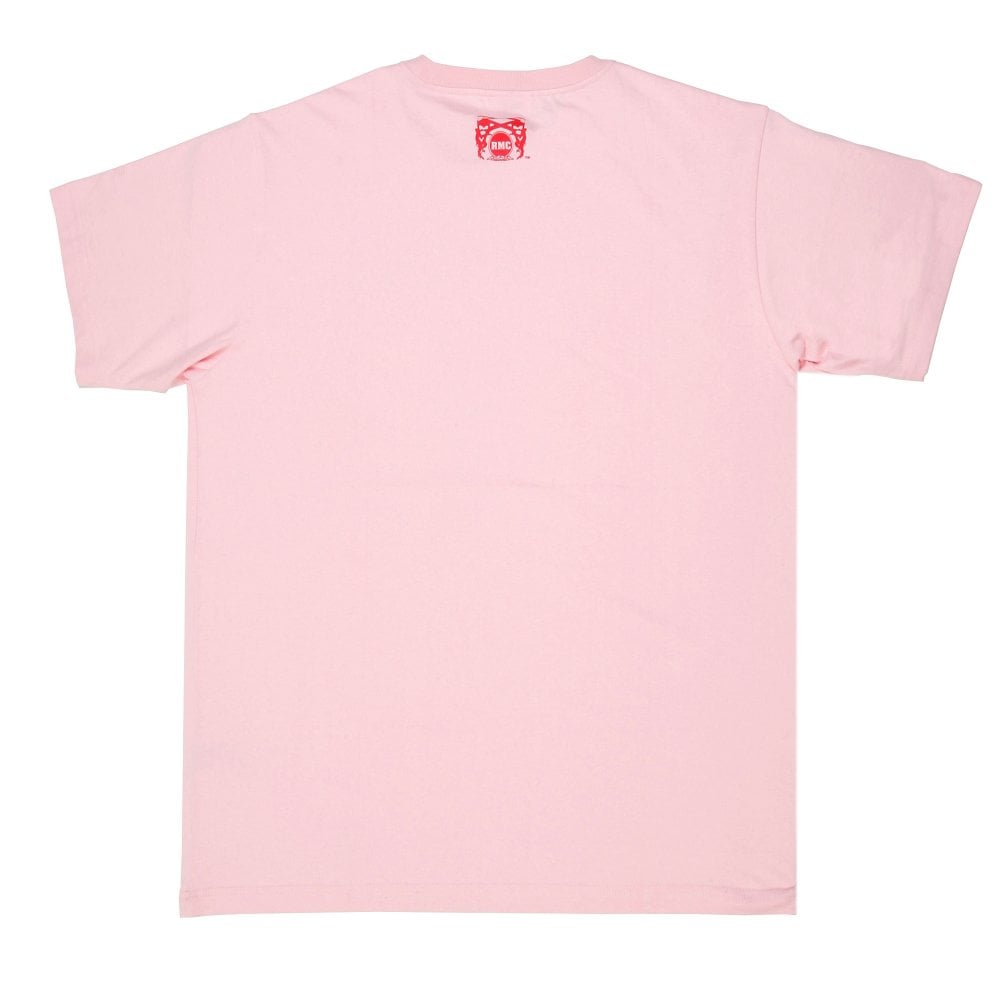 Mens Short Sleeve Pink Crew Neck Regular Fit T-Shirt with Matsuri Carnival Print