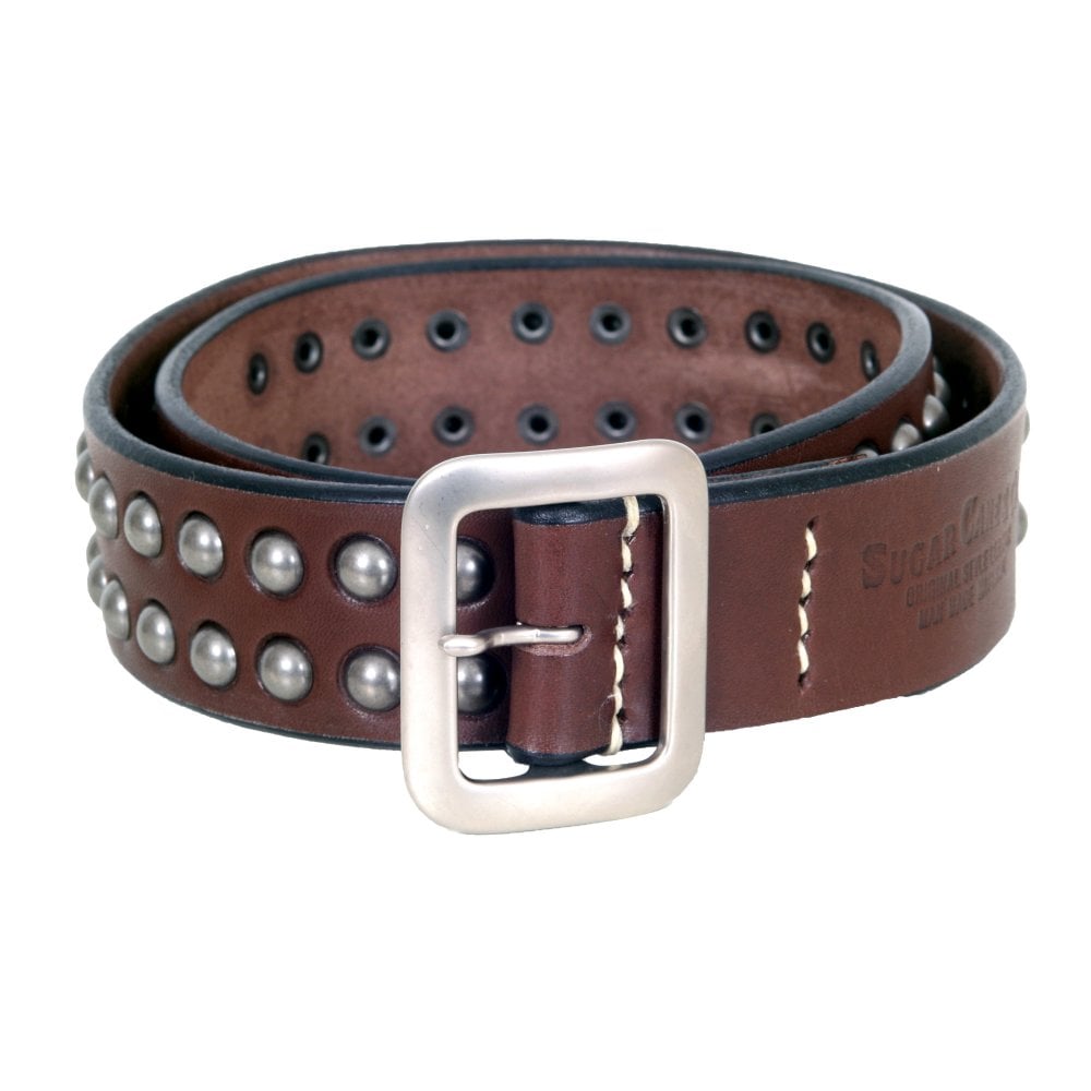 Brown SC02322 Leather Garrison Belt with Studs CANE7537