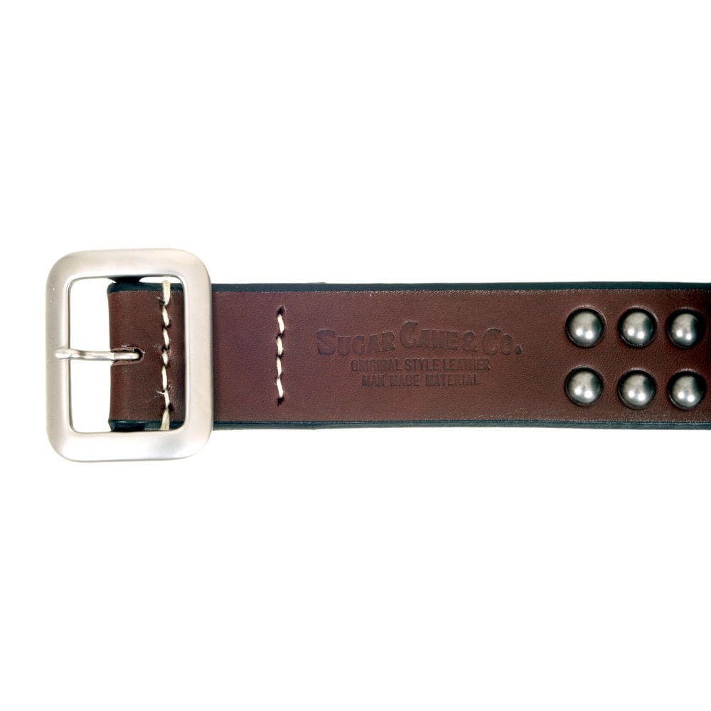 Brown SC02322 Leather Garrison Belt with Studs CANE7537