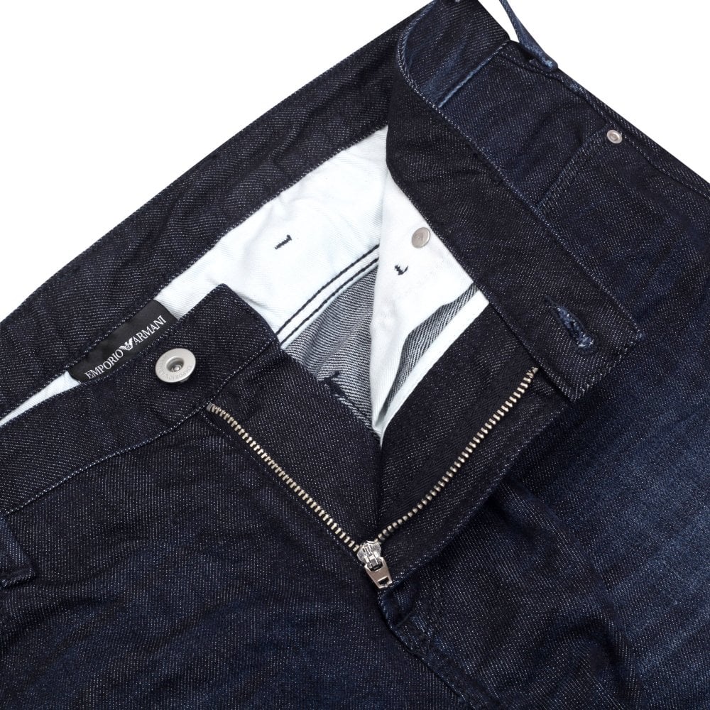 Emporio Armani J06 Mens Slim Fit Dark Blue Stretch Denim Jeans EAM8140
