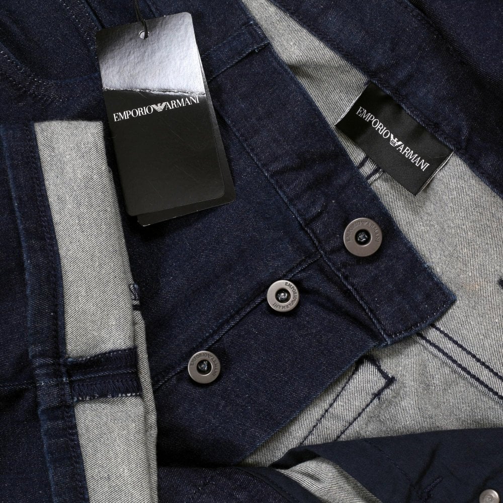 Emporio Armani J21 Mens Regular Fit Dark Blue Stretch Denim Jeans EAM9192