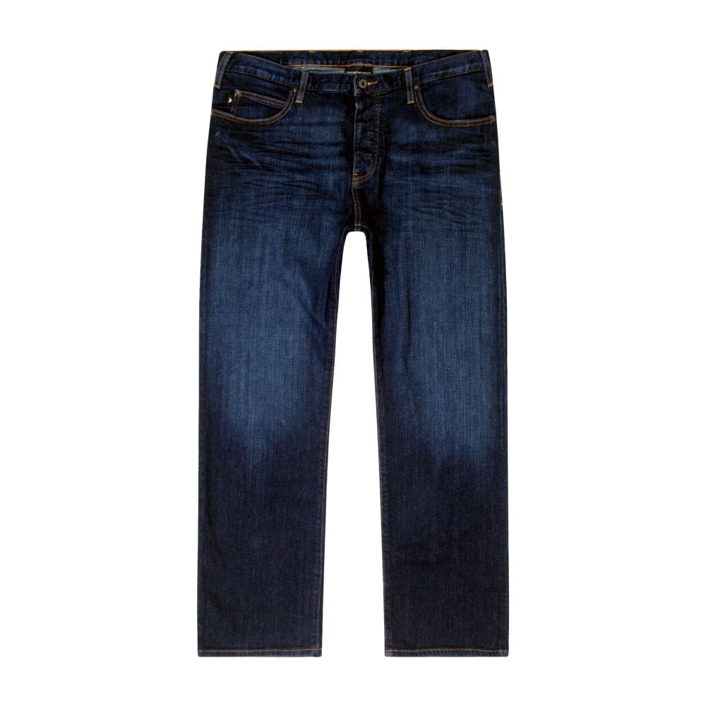 Emporio Armani J21 Mens Regular Fit Dark Blue Stretch Denim Jeans EAM8529