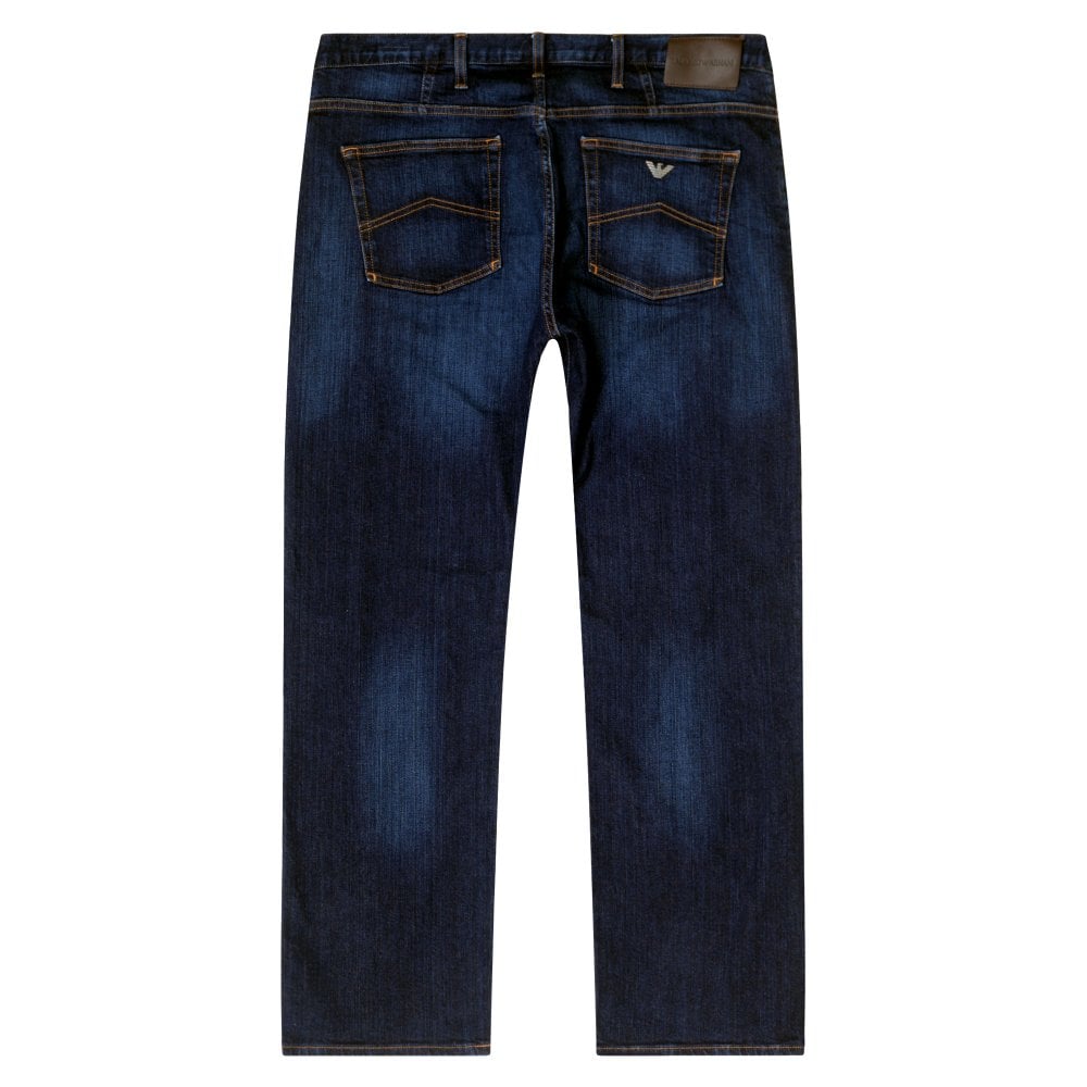 Emporio Armani J21 Mens Regular Fit Dark Blue Stretch Denim Jeans EAM8529