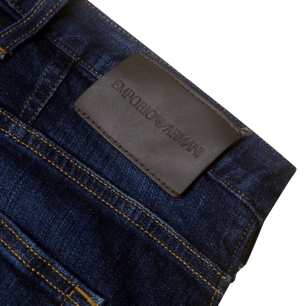 Emporio Armani J21 Mens Regular Fit Dark Blue Stretch Denim Jeans EAM8529